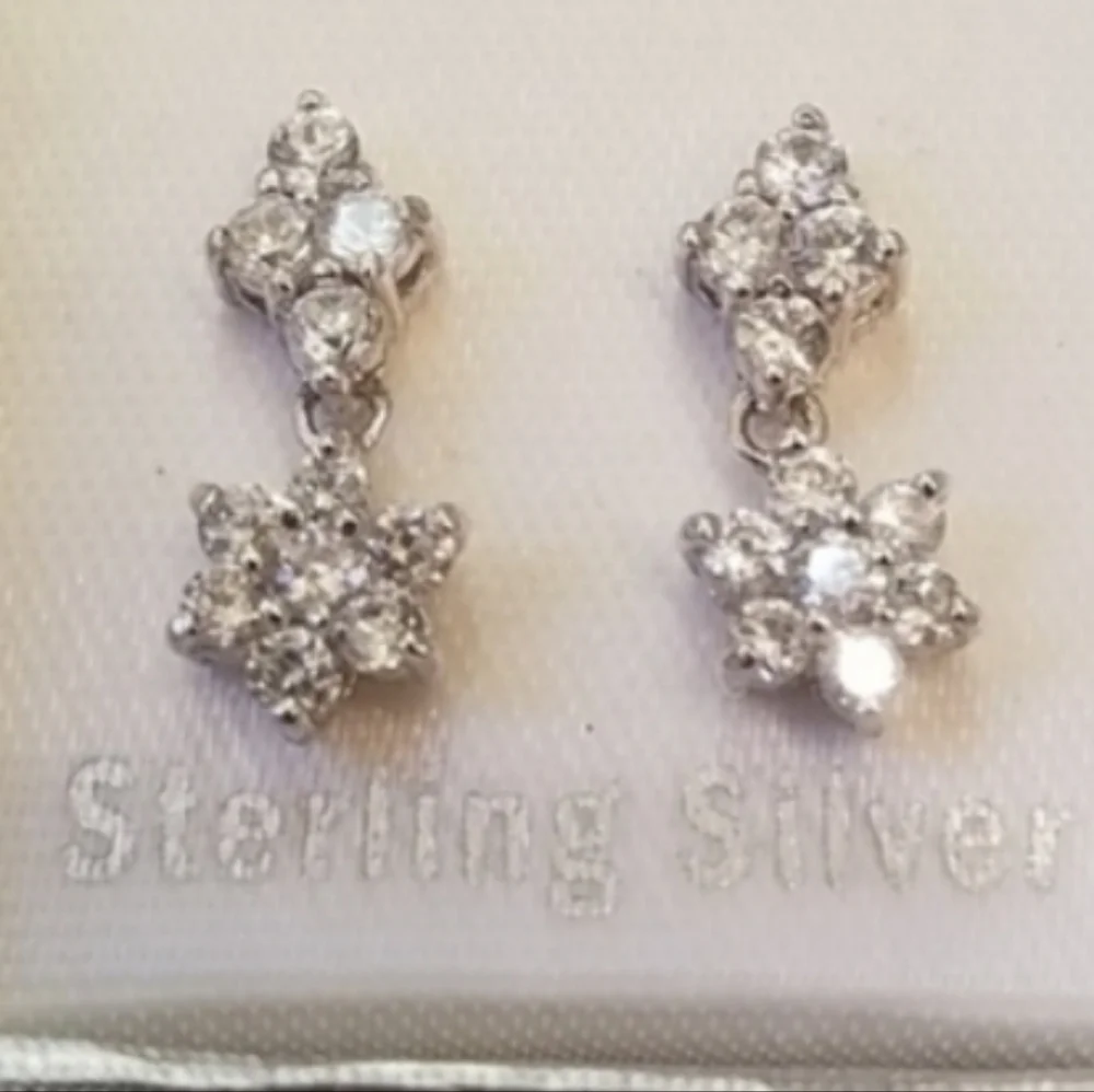 CZ Sterling Silver Drop Earrings